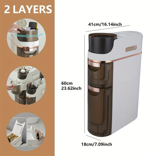 1pc 2/3/4 Layers Slimline Gap Big Capacity Bathroom Storage Rack - Versatile Multi-Drawer Organizer for Toilet & Study - Space-Saving Side Cabinet with Smooth-Opening Drawers