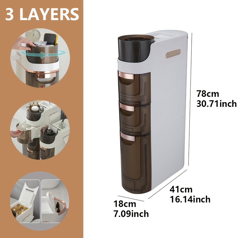 1pc 2/3/4 Layers Slimline Gap Big Capacity Bathroom Storage Rack - Versatile Multi-Drawer Organizer for Toilet & Study - Space-Saving Side Cabinet with Smooth-Opening Drawers