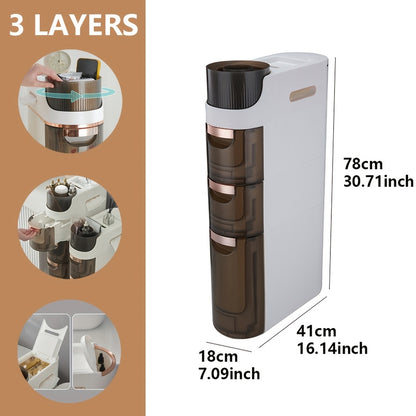 1pc 2/3/4 Layers Slimline Gap Big Capacity Bathroom Storage Rack - Versatile Multi-Drawer Organizer for Toilet & Study - Space-Saving Side Cabinet with Smooth-Opening Drawers