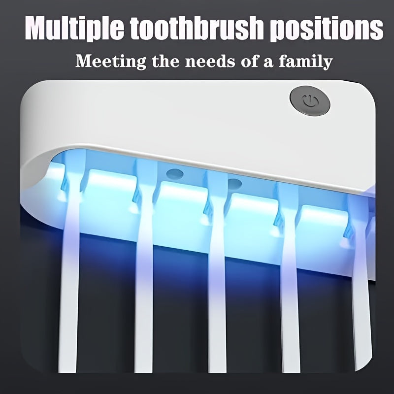 5-Slot Intelligent Toothbrush Disinfector Station - UV Sterilization, Automatic Toothpaste Dispenser, Bathroom Storage Rack & Organizer, Space-Saving Home Accessory for Cleanliness and Convenience
