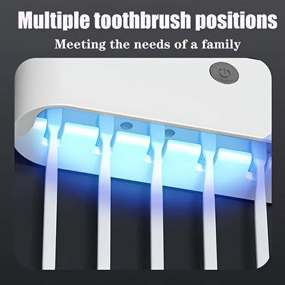 5-Slot Intelligent Toothbrush Disinfector Station - UV Sterilization, Automatic Toothpaste Dispenser, Bathroom Storage Rack & Organizer, Space-Saving Home Accessory for Cleanliness and Convenience