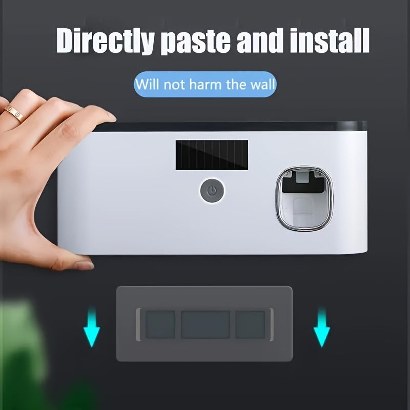 5-Slot Intelligent Toothbrush Disinfector Station - UV Sterilization, Automatic Toothpaste Dispenser, Bathroom Storage Rack & Organizer, Space-Saving Home Accessory for Cleanliness and Convenience