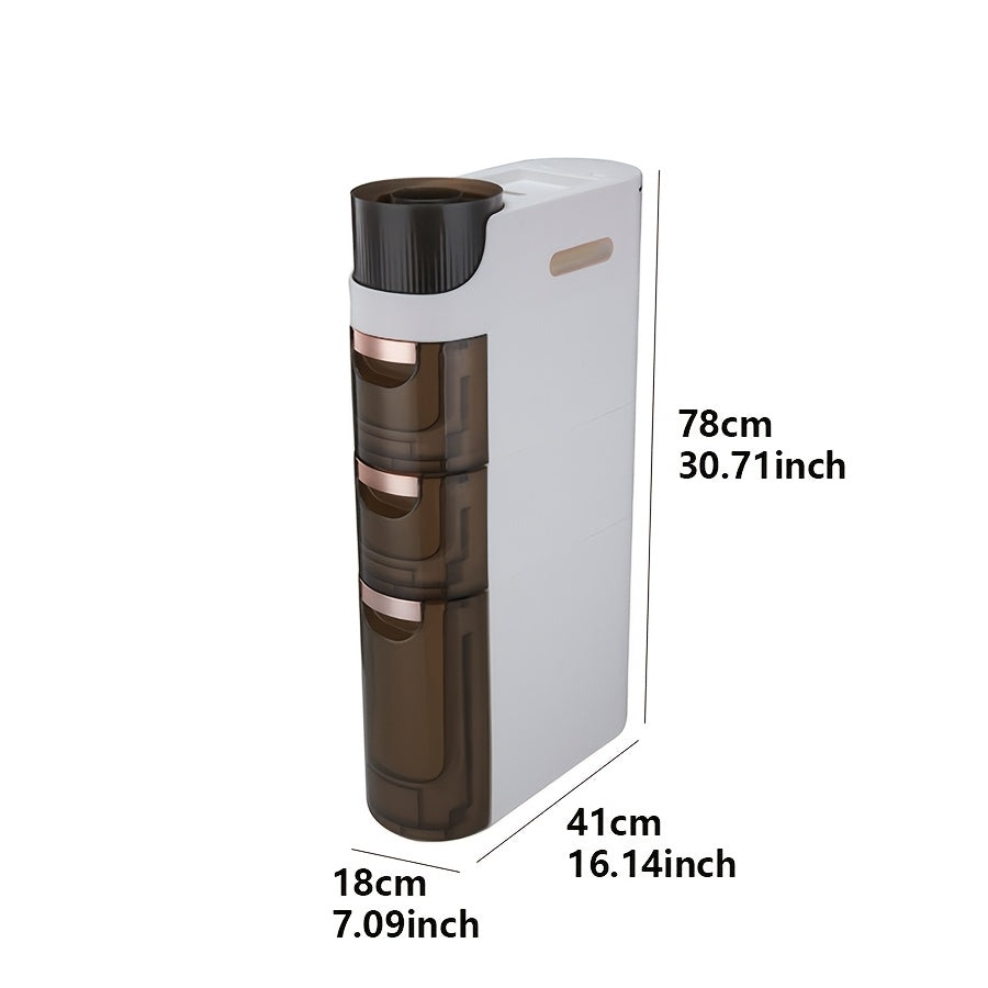 1pc 2/3/4 Layers Slimline Gap Big Capacity Bathroom Storage Rack - Versatile Multi-Drawer Organizer for Toilet & Study - Space-Saving Side Cabinet with Smooth-Opening Drawers