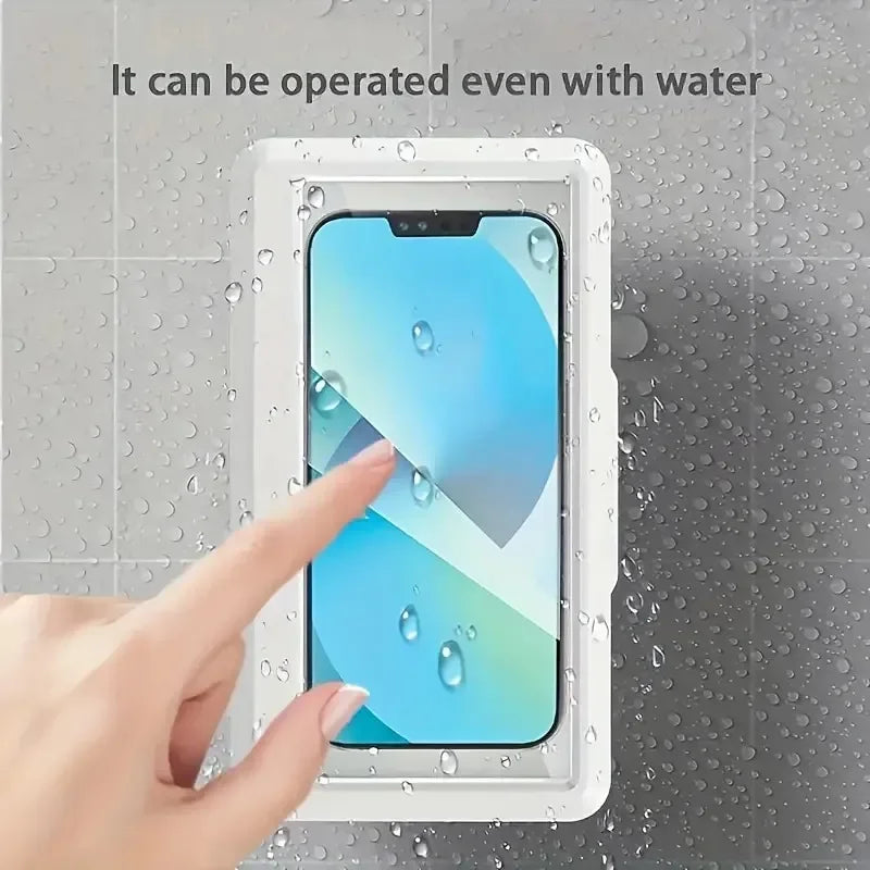 360°Rotatable Shower Phone Mount, Anti-Fog, Wall Mountable, Adjustable, Waterproof, Touchable Shower Phone Holder Shell Mount, C