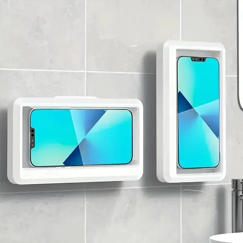 360°Rotatable Shower Phone Mount, Anti-Fog, Wall Mountable, Adjustable, Waterproof, Touchable Shower Phone Holder Shell Mount, C