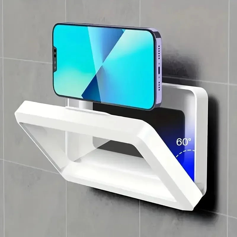 360°Rotatable Shower Phone Mount, Anti-Fog, Wall Mountable, Adjustable, Waterproof, Touchable Shower Phone Holder Shell Mount, C