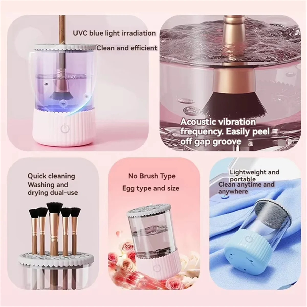 Electric Makeup Brush Cleaner Machine Quick Cleaning Makeup Brush for Travel Home UsePortable Cleaning Machine BA52Q
