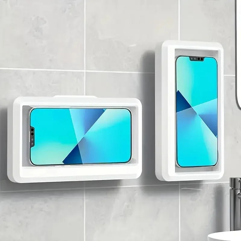 360°Rotatable Shower Phone Mount, Anti-Fog, Wall Mountable, Adjustable, Waterproof, Touchable Shower Phone Holder Shell Mount, C