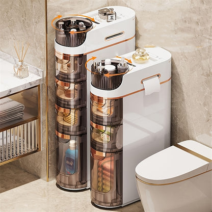 1pc 2/3/4 Layers Slimline Gap Big Capacity Bathroom Storage Rack - Versatile Multi-Drawer Organizer for Toilet & Study - Space-Saving Side Cabinet with Smooth-Opening Drawers